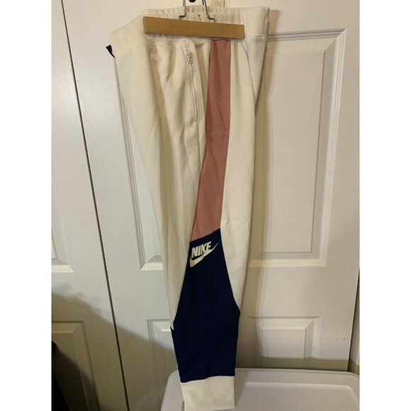 Nike Women's Size L Jogging Pants Black Pink Stripe‎ Drawstring - Picture 1 of 8